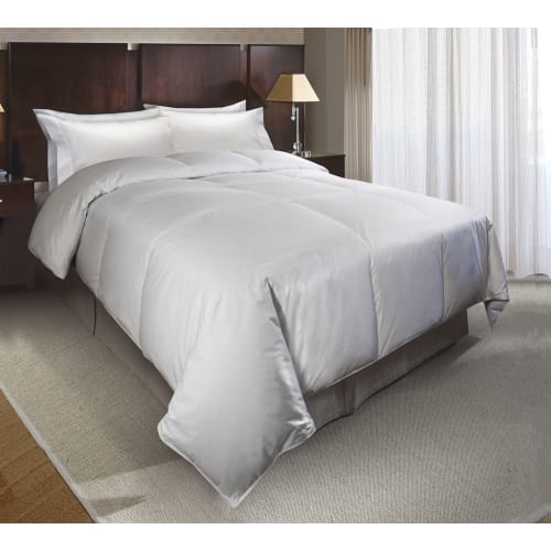 Hyatt Monarch Comforter, Natural Down Fill, T235 Cotton Shell, Queen 88x94, 28oz, White